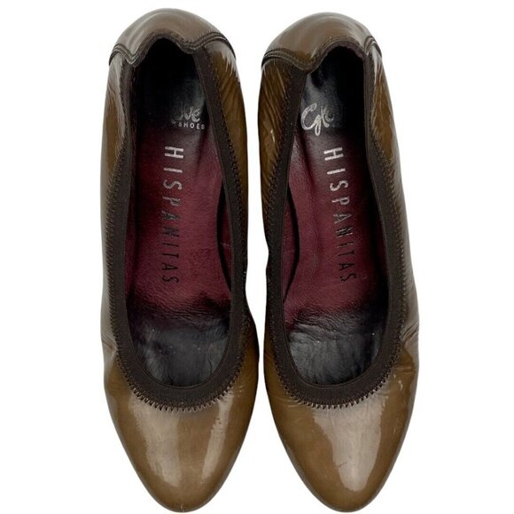 ANTHROPOLOGIE Hispanitas Women's Brown Patent  Leather Glove Shoe Heels EU 39 - Picture 7 of 12